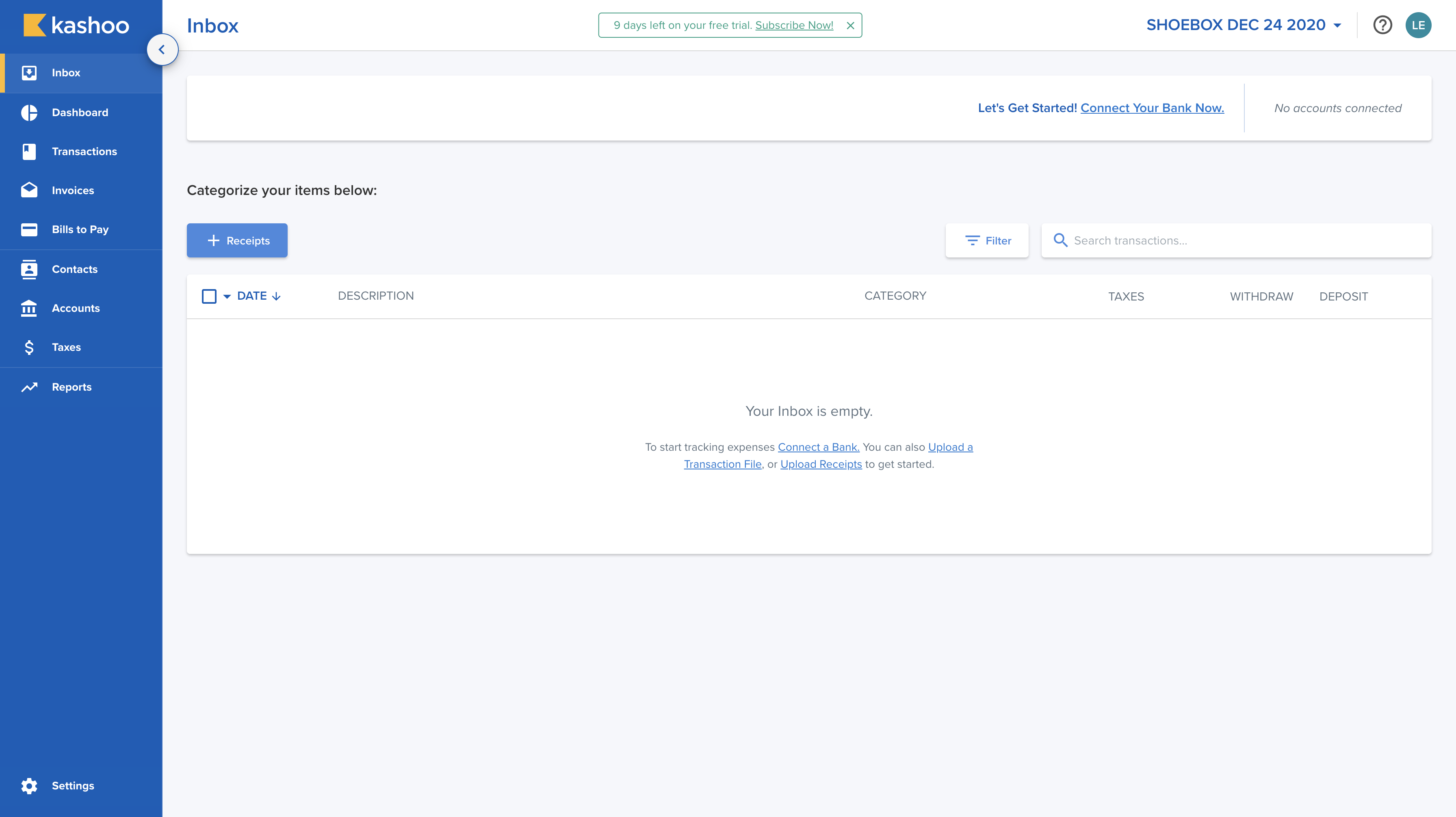 Inbox feature screenshot